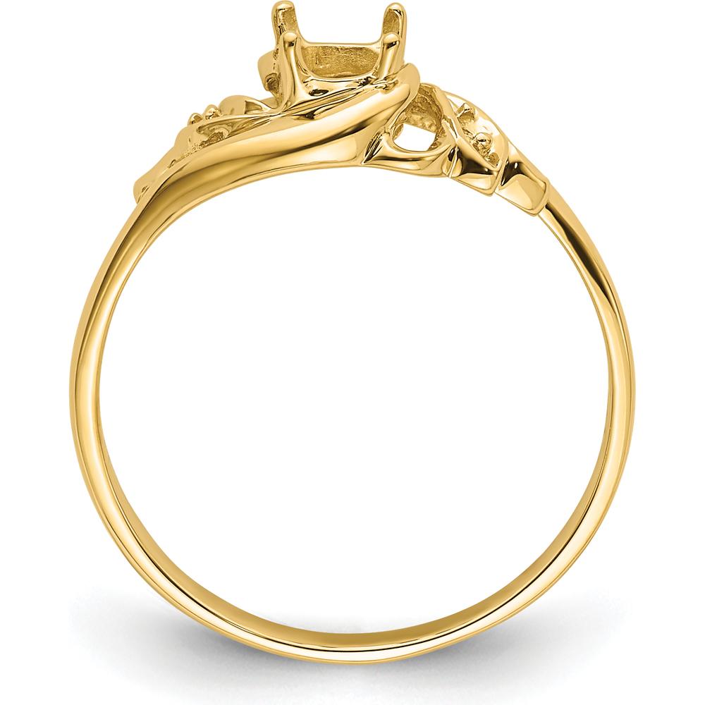 14K Yellow Gold Polished Gemstone Ring Mounting with 0.02 Carat Diamond Accent by Monteluci Fine Jewelry