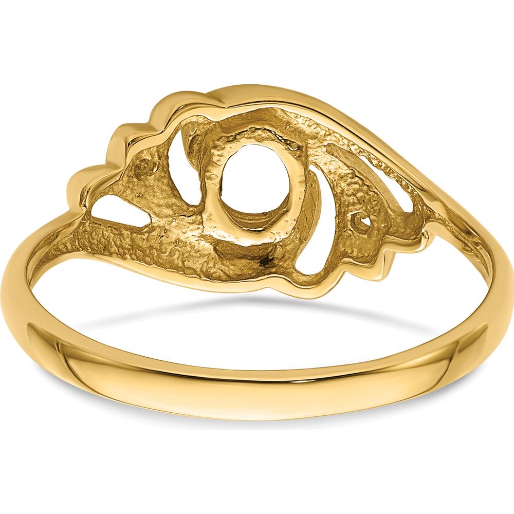 14K Yellow Gold Polished Gemstone Ring Mounting with 0.02 Carat Diamond Accent by Monteluci Fine Jewelry