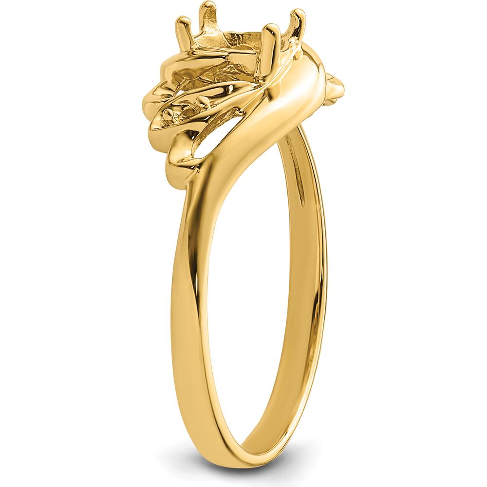 14K Yellow Gold Polished Gemstone Ring Mounting with 0.02 Carat Diamond Accent by Monteluci Fine Jewelry
