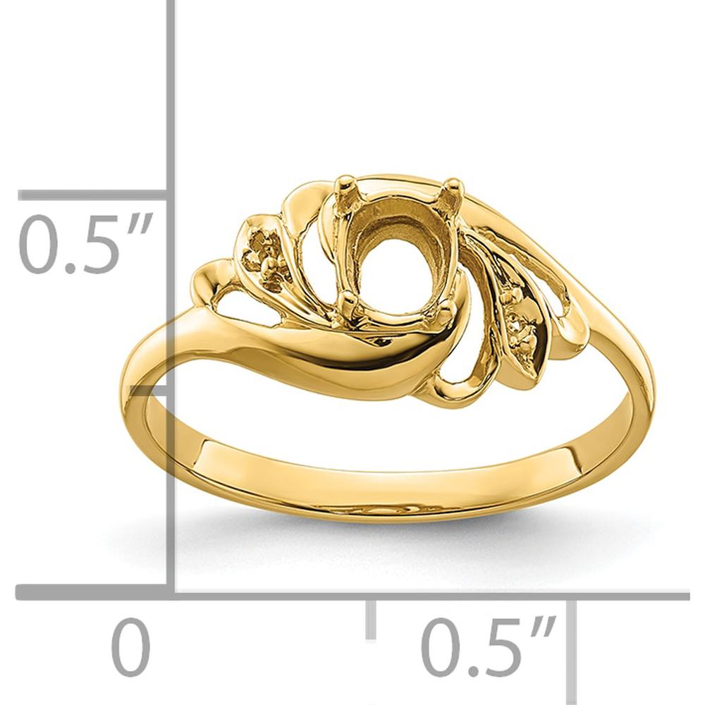 14K Yellow Gold Polished Gemstone Ring Mounting with 0.02 Carat Diamond Accent by Monteluci Fine Jewelry