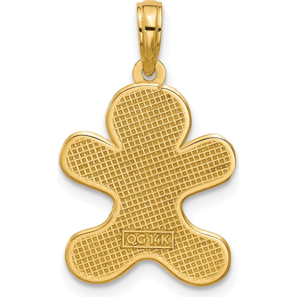 14K Yellow Gold Polished Gingerbread Man Pendant by Oro Pregiato