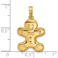 14K Yellow Gold Polished Gingerbread Man Pendant by Oro Pregiato
