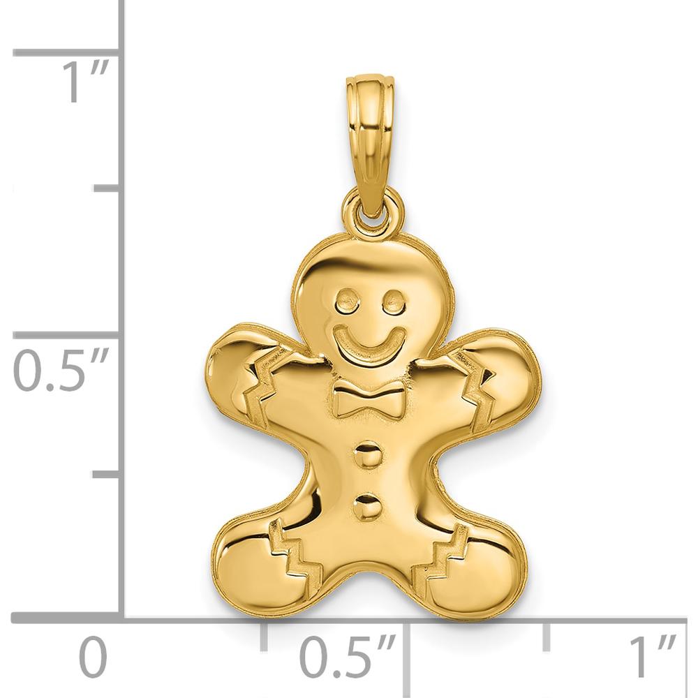 14K Yellow Gold Polished Gingerbread Man Pendant by Oro Pregiato