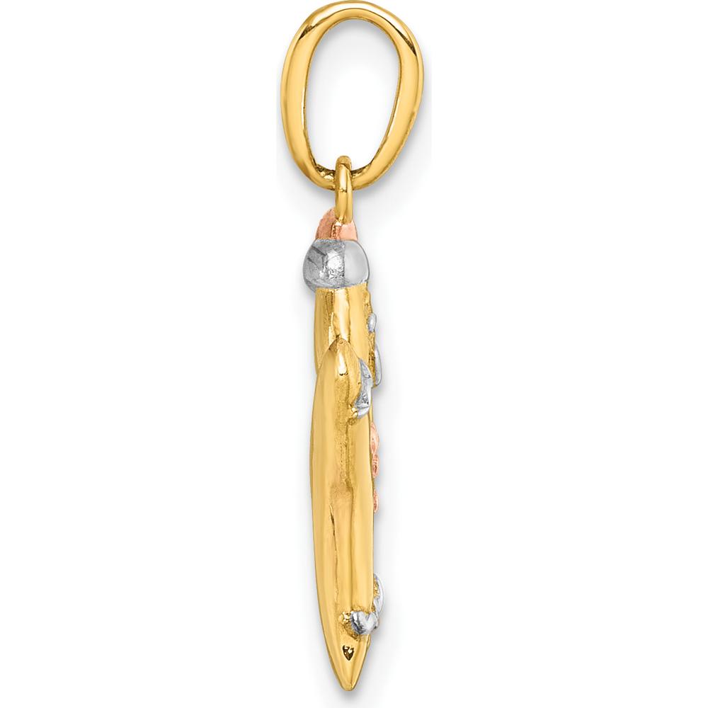 14K Yellow Gold Polished Gingerbread Man Pendant with Rose Plating and Rhodium Accent by Oro Pregiato