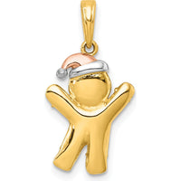 14K Yellow Gold Polished Gingerbread Man Pendant with Rose Plating and Rhodium Accent by Oro Pregiato