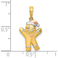 14K Yellow Gold Polished Gingerbread Man Pendant with Rose Plating and Rhodium Accent by Oro Pregiato