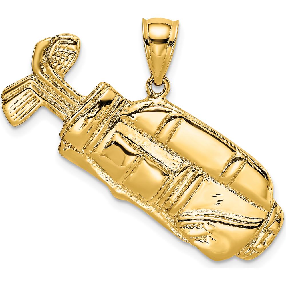 14K Yellow Gold Polished Golf Bag Charm - Sports-Inspired Pendant by Oro Pregiato