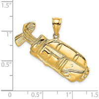 14K Yellow Gold Polished Golf Bag Charm - Sports-Inspired Pendant by Oro Pregiato