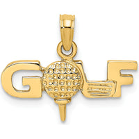 14K Yellow Gold Polished Golf Charm with Textured Design by Oro Pregiato