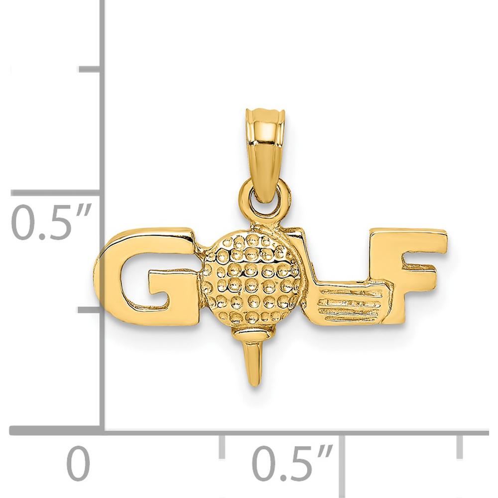 14K Yellow Gold Polished Golf Charm with Textured Design by Oro Pregiato