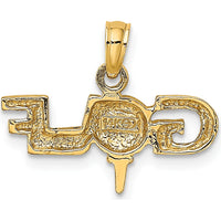 14K Yellow Gold Polished Golf Charm with Textured Design by Oro Pregiato
