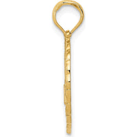 14K Yellow Gold Polished Golf Theme Circle Pendant with Textured Wreath Design by Oro Pregiato