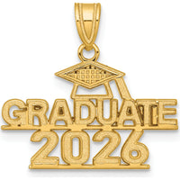 14K Yellow Gold Polished Graduate 2026 Charm with Graduation Cap Detail by Oro Pregiato