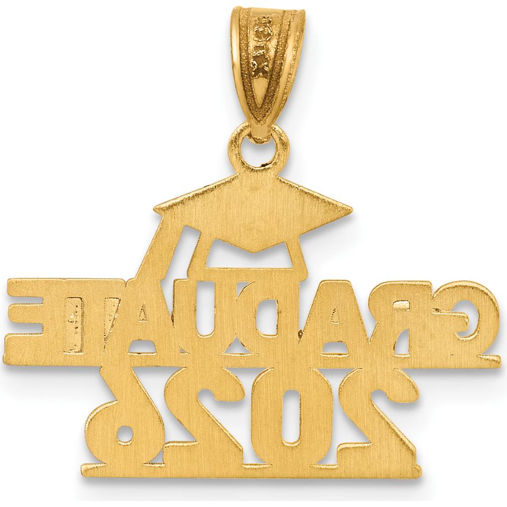 14K Yellow Gold Polished Graduate 2026 Charm with Graduation Cap Detail by Oro Pregiato
