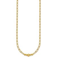 14K Yellow Gold Polished Graduated Beads Paperclip Link Necklace - 18" Length by 0