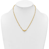 14K Yellow Gold Polished Graduated Beads Paperclip Link Necklace - 18" Length by 0