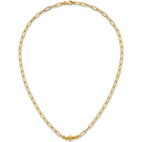14K Yellow Gold Polished Graduated Beads Paperclip Link Necklace - 18" Length by 0
