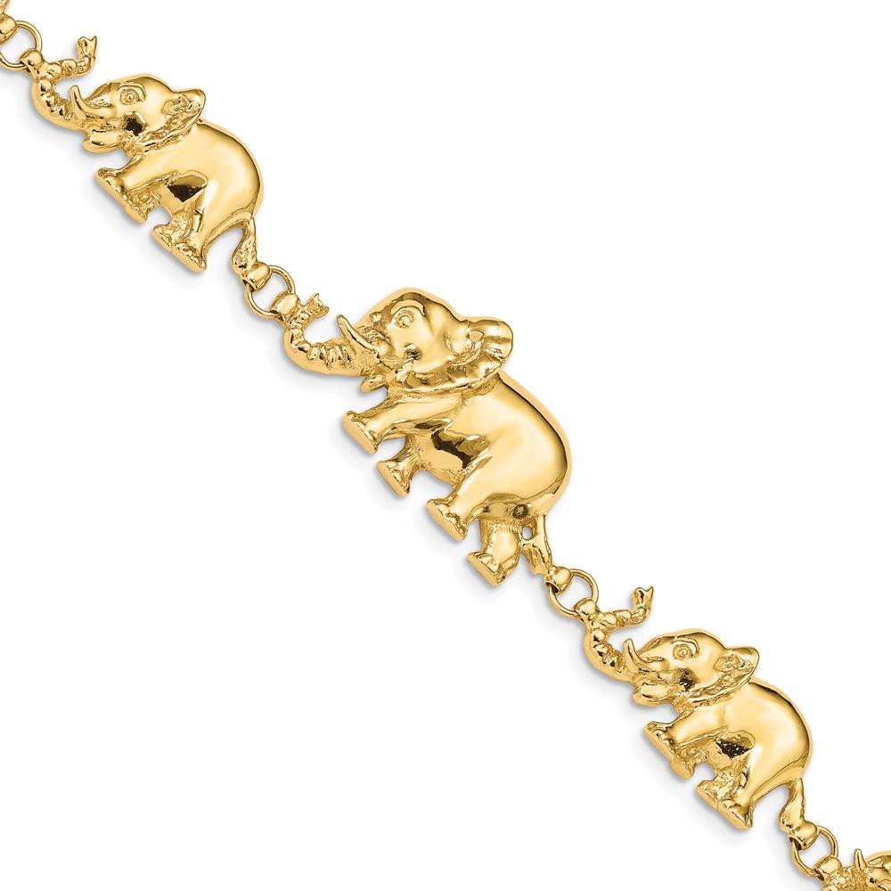 14K Yellow Gold Polished Graduated Elephant Bracelet - 7" by Oro Pregiato