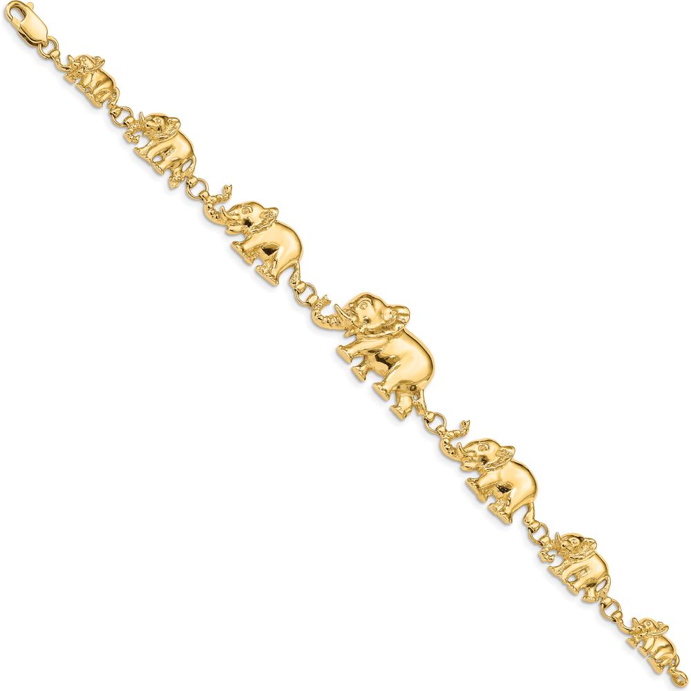 14K Yellow Gold Polished Graduated Elephant Bracelet - 7" by Oro Pregiato