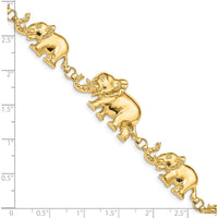 14K Yellow Gold Polished Graduated Elephant Bracelet - 7" by Oro Pregiato