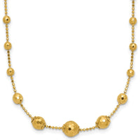 14K Yellow Gold Polished Graduated Facet Beads Necklace - 17" Length by 0