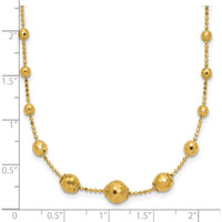 14K Yellow Gold Polished Graduated Facet Beads Necklace - 17" Length by 0