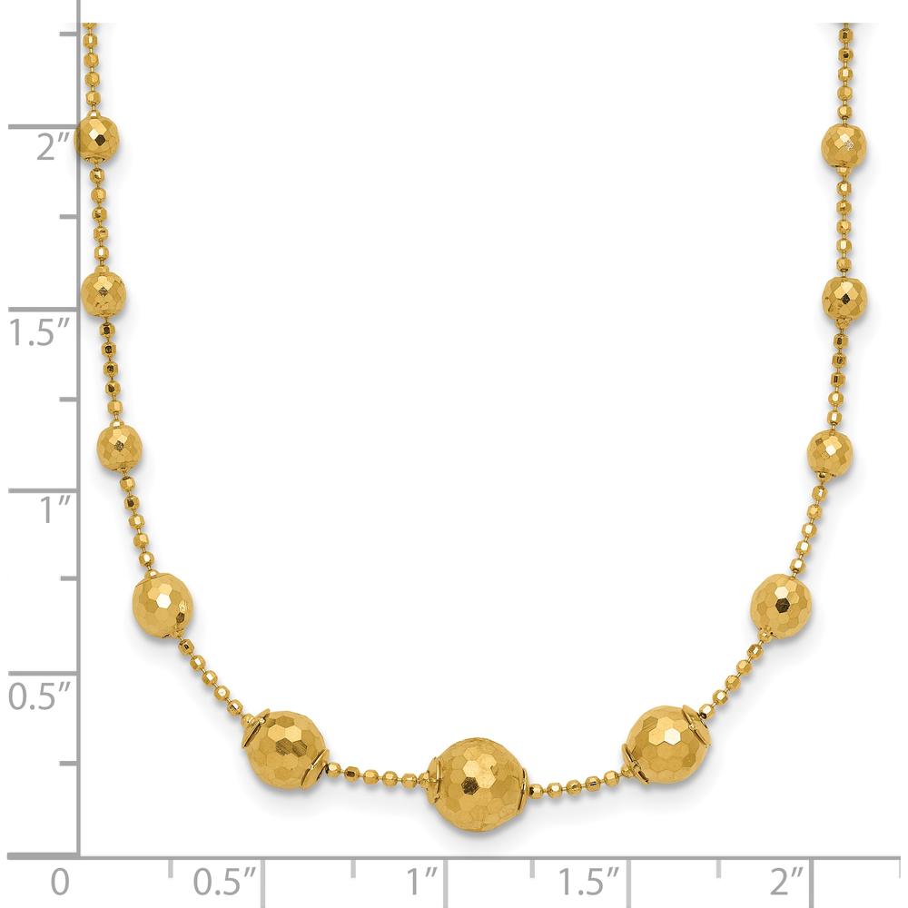 14K Yellow Gold Polished Graduated Facet Beads Necklace - 17" Length by 0