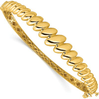 14K Yellow Gold Polished Graduated Oval Hinged Bangle Bracelet by Oro Pregiato