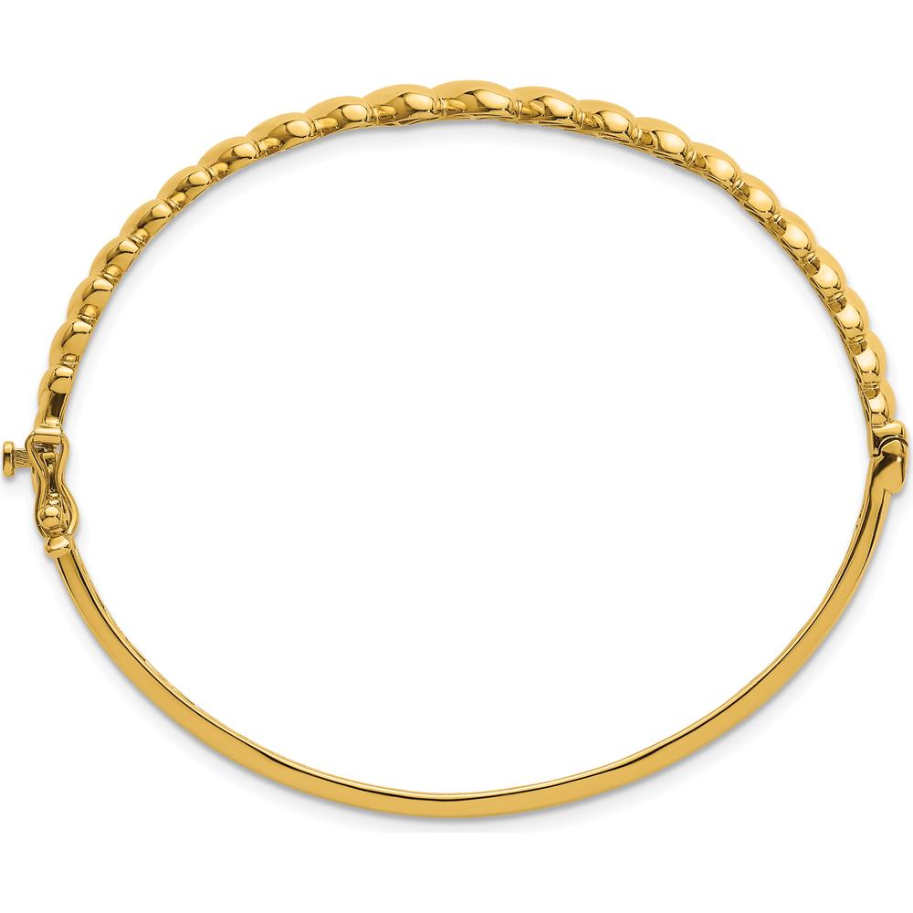14K Yellow Gold Polished Graduated Oval Hinged Bangle Bracelet by Oro Pregiato