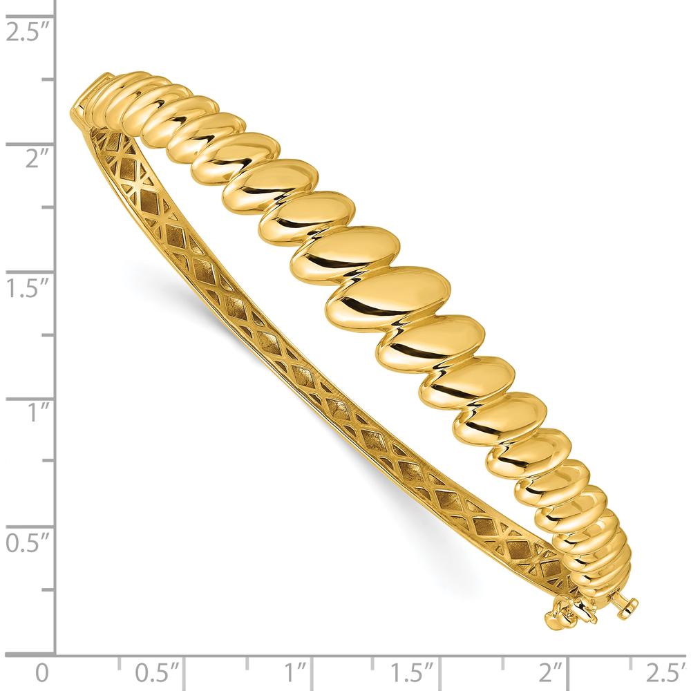 14K Yellow Gold Polished Graduated Oval Hinged Bangle Bracelet by Oro Pregiato