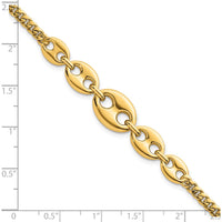 14K Yellow Gold Polished Graduated Puffed Mariner and Curb Link 7" Bracelet by 0
