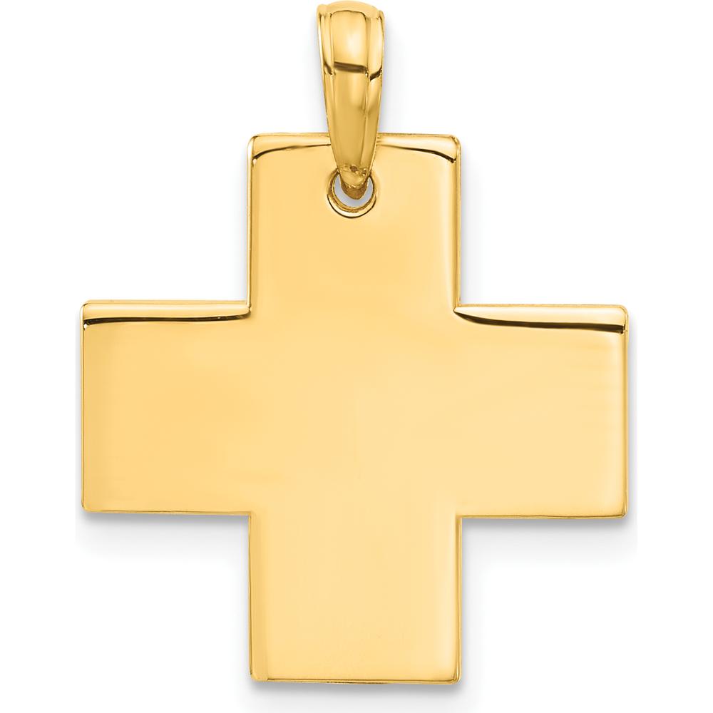 14K Yellow Gold Polished Greek Cross Pendant - 21.8mm Length, 18.1mm Width by Oro Pregiato