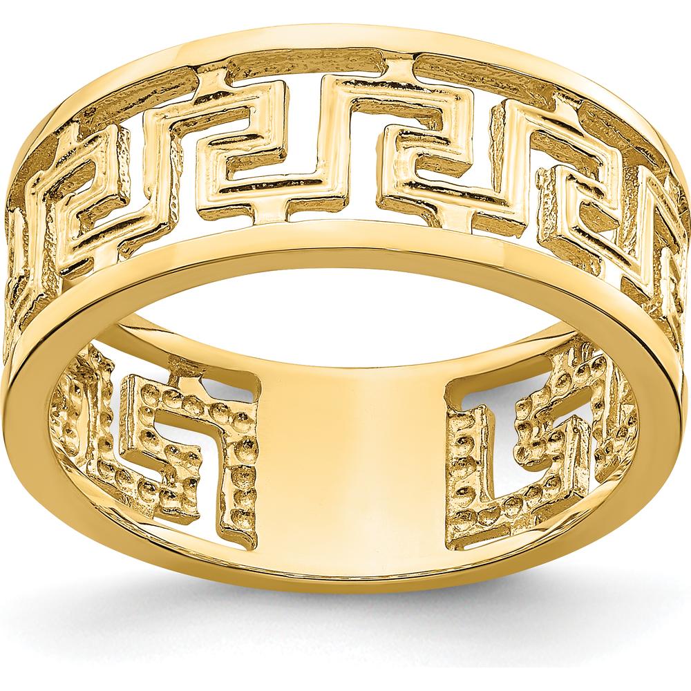 14K Yellow Gold Polished Greek Key Design Band Ring by 0