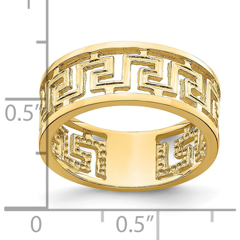 14K Yellow Gold Polished Greek Key Design Band Ring by 0