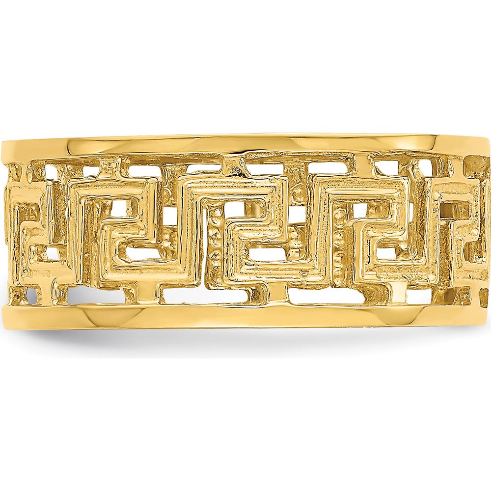 14K Yellow Gold Polished Greek Key Design Band Ring by 0