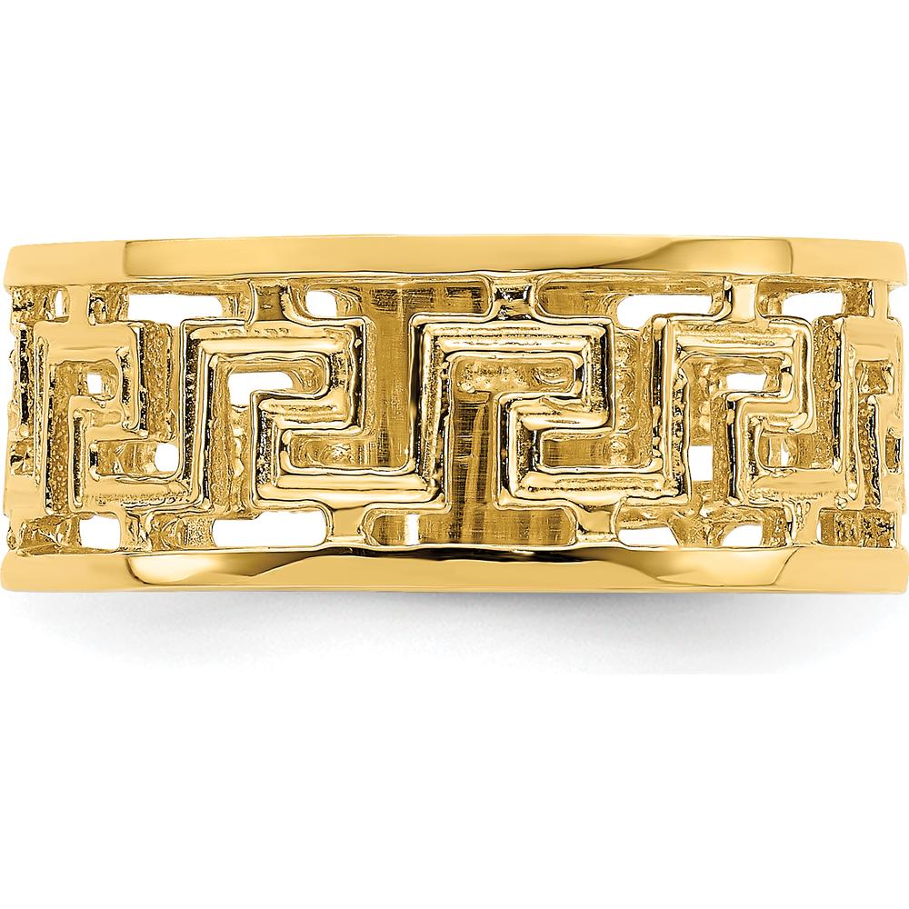 14K Yellow Gold Polished Greek Key Design Band Ring by 0