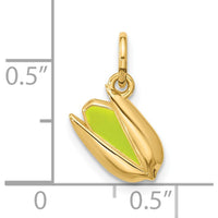 14K Yellow Gold Polished Green Enamel Pistachio Pendant by Oro Pregiato