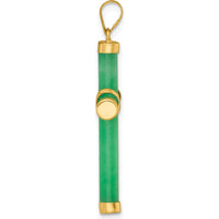 14K Yellow Gold Polished Green Jade Cross Pendant - 36mm Length by Oro Pregiato
