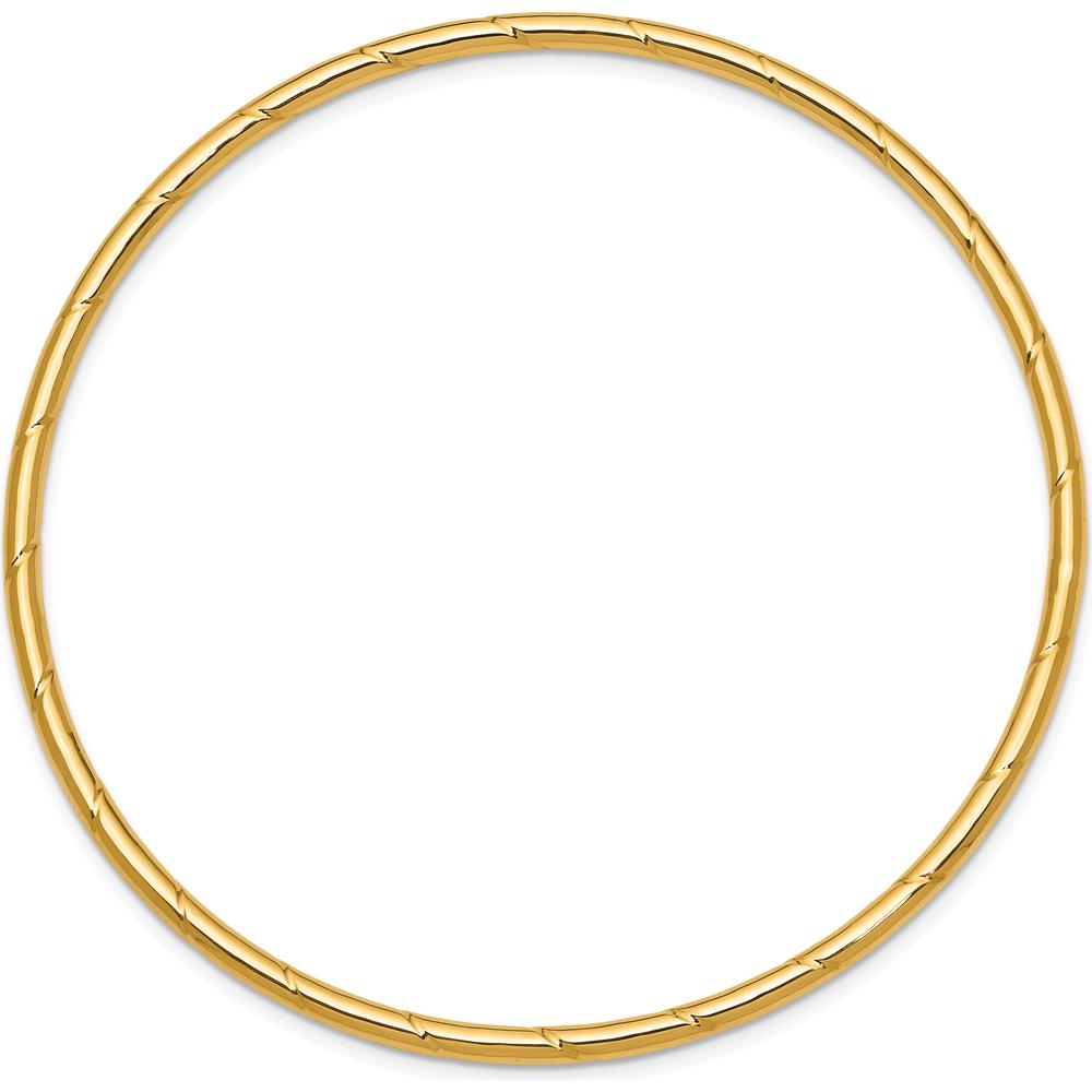 14K Yellow Gold Polished Grooved 2.50mm Slip-On Bangle Bracelet by Oro Pregiato
