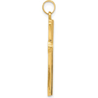 14K Yellow Gold Polished Grooved Cross Pendant - 35.4mm by Oro Pregiato