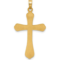14K Yellow Gold Polished Grooved Cross Pendant - 35.4mm by Oro Pregiato