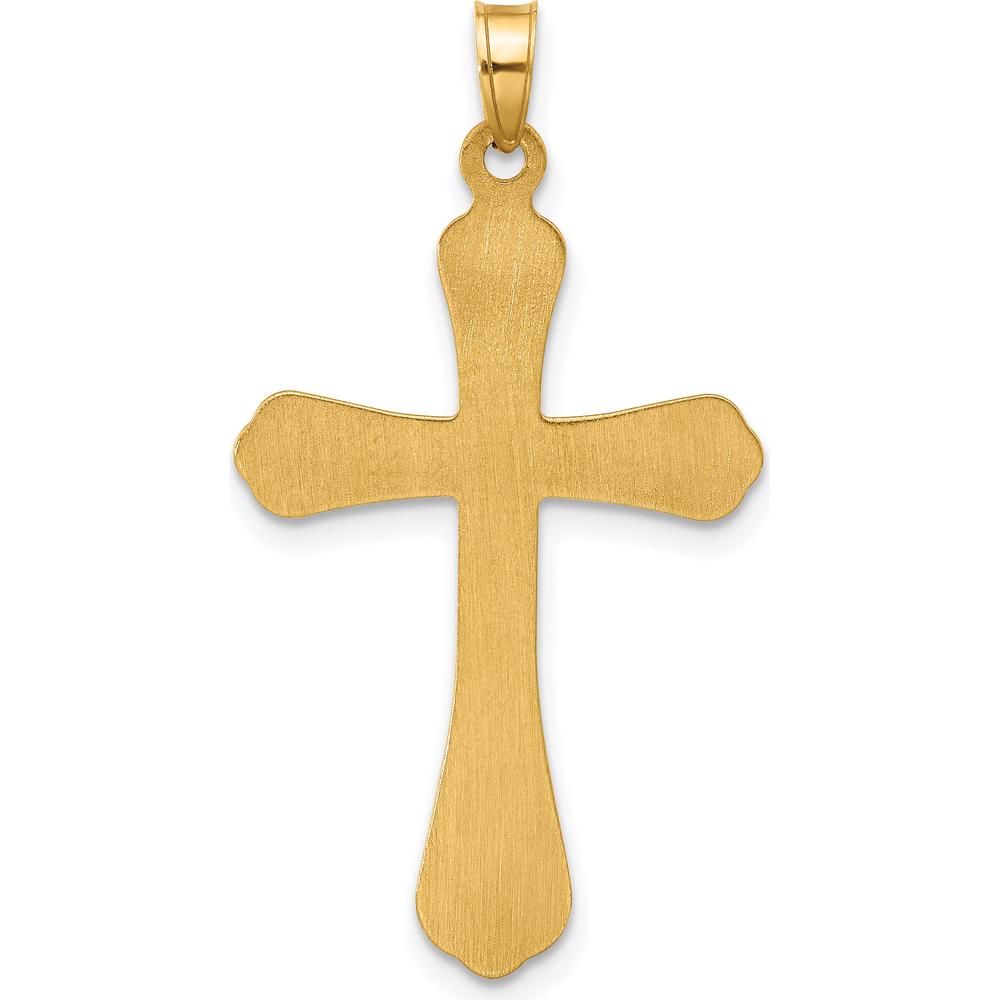 14K Yellow Gold Polished Grooved Cross Pendant - 35.4mm by Oro Pregiato
