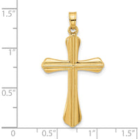 14K Yellow Gold Polished Grooved Cross Pendant - 35.4mm by Oro Pregiato