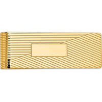 14K Yellow Gold Polished Grooved Engravable Money Clip by Oro Pregiato