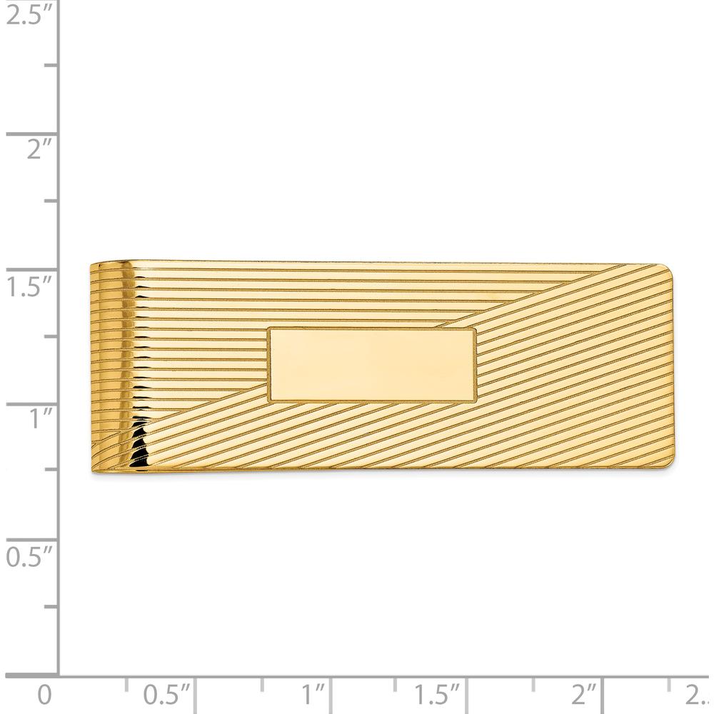 14K Yellow Gold Polished Grooved Engravable Money Clip by Oro Pregiato