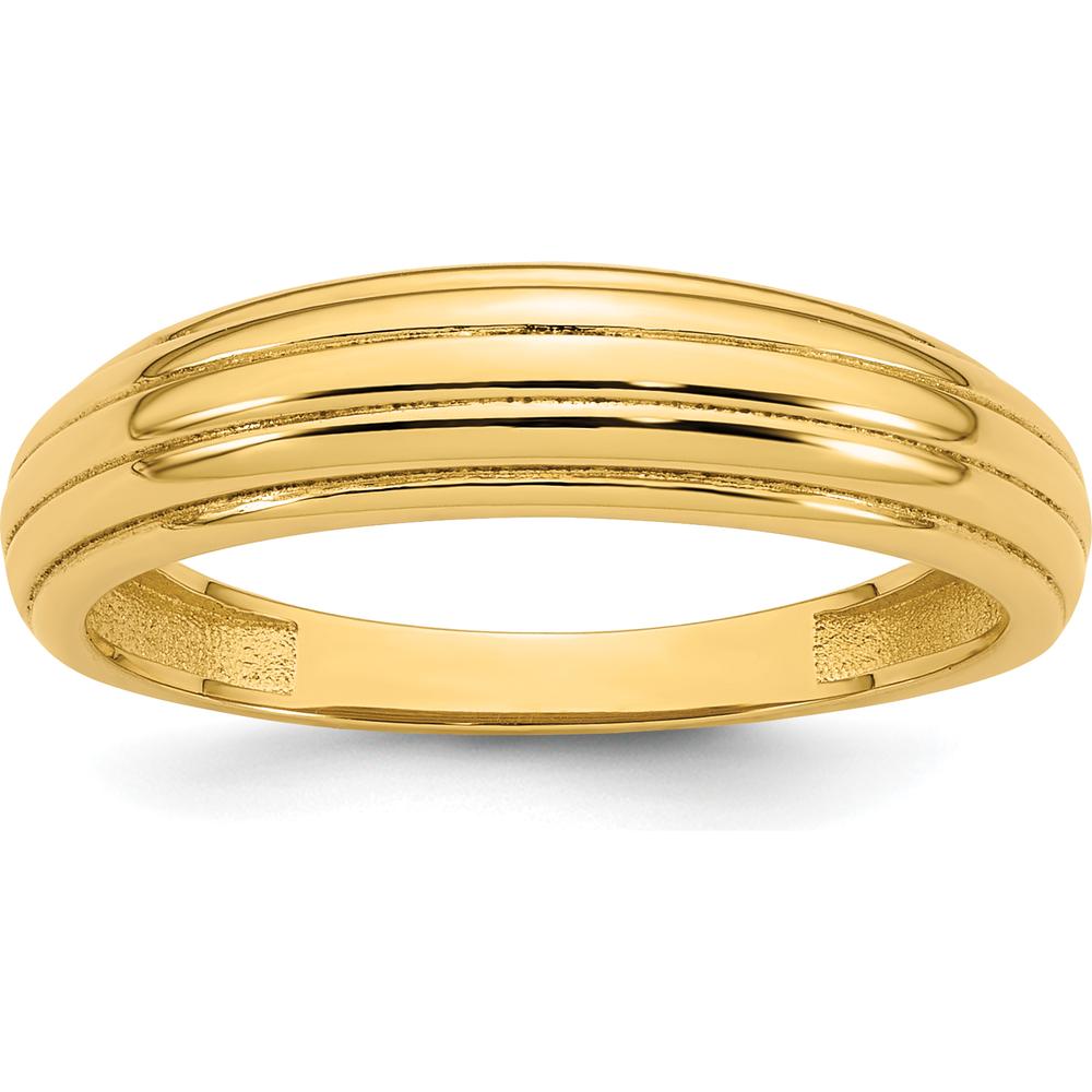 14K Yellow Gold Polished Grooved Graduated Band Ring - 2mm Width by 0