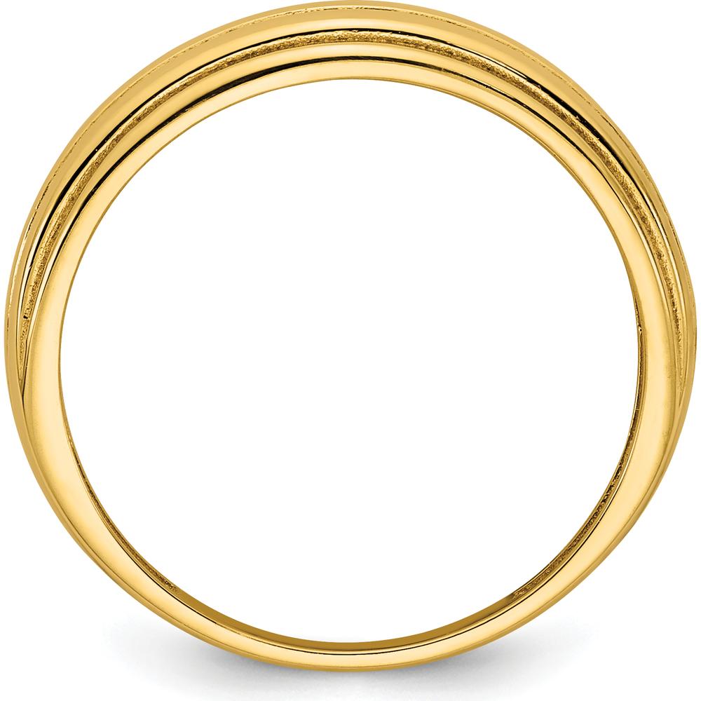 14K Yellow Gold Polished Grooved Graduated Band Ring - 2mm Width by 0