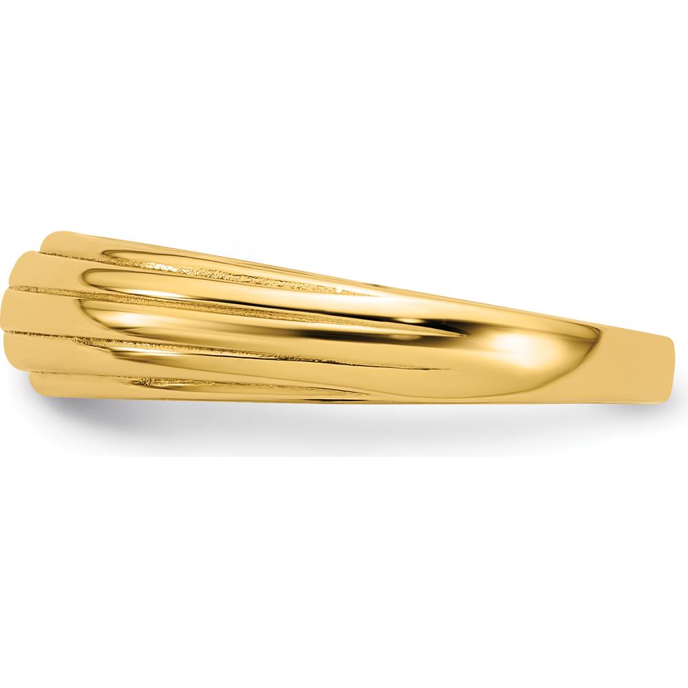 14K Yellow Gold Polished Grooved Graduated Band Ring - 2mm Width by 0