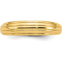14K Yellow Gold Polished Grooved Graduated Band Ring - 2mm Width by 0