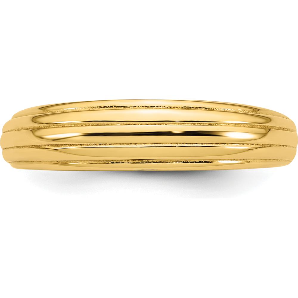 14K Yellow Gold Polished Grooved Graduated Band Ring - 2mm Width by 0